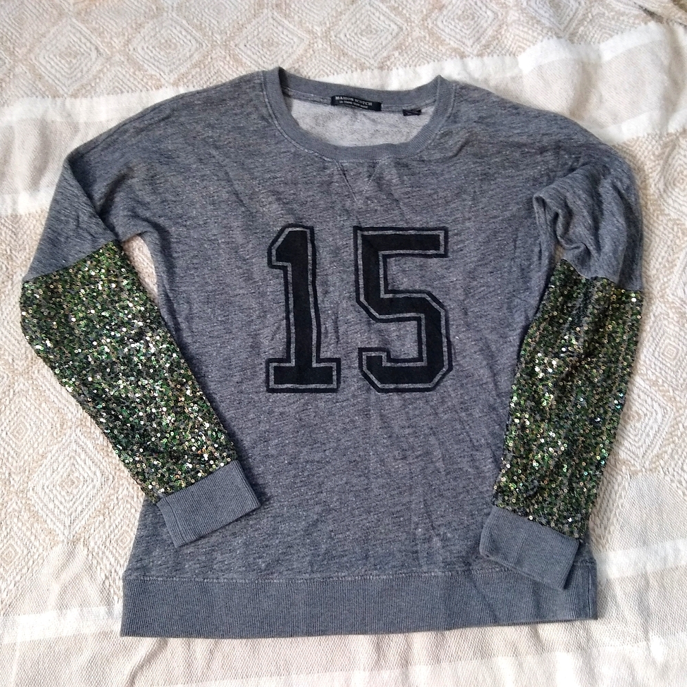 Maison Scotch Sequin Sleeve Sweatshirt